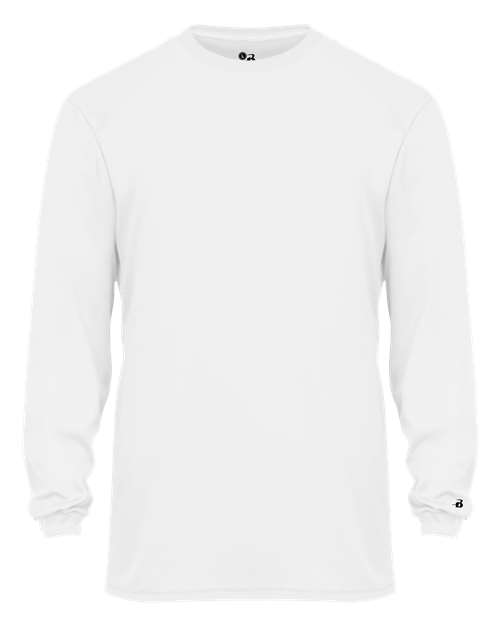 Badger 2104 Youth B-Core Long Sleeve T-Shirt - White - front