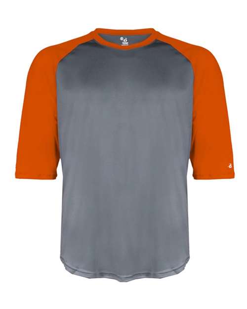 Badger 2133 Youth B-Core Three-Quarter Sleeve Baseball T-Shirt - Graphite/ Burnt Orange - front