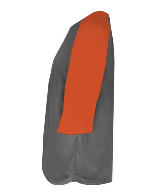 Badger 2133 Youth B-Core Three-Quarter Sleeve Baseball T-Shirt - Graphite/ Burnt Orange - side
