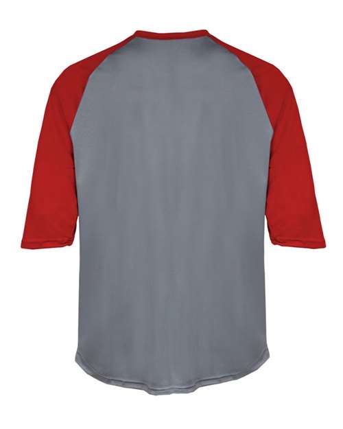 Badger 2133 Youth B-Core Three-Quarter Sleeve Baseball T-Shirt - Graphite/ Red - back
