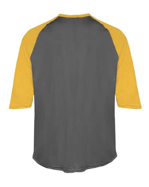 Badger 2133 Youth B-Core Three-Quarter Sleeve Baseball T-Shirt - Graphite/ Gold - back