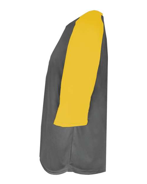 Badger 2133 Youth B-Core Three-Quarter Sleeve Baseball T-Shirt - Graphite/ Gold - side