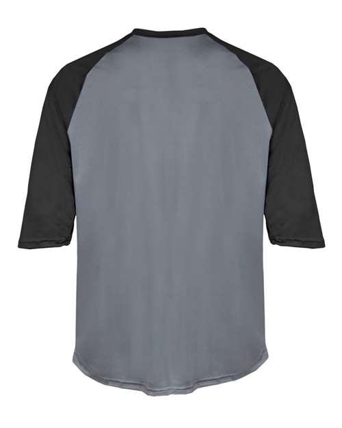 Badger 2133 Youth B-Core Three-Quarter Sleeve Baseball T-Shirt - Graphite/ Black - back