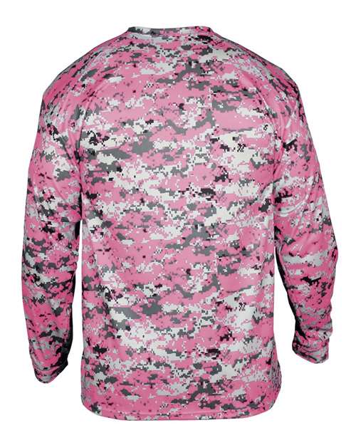 Badger 4184 Men's Digital Camo Long Sleeve T-Shirt - Pink Digital - back