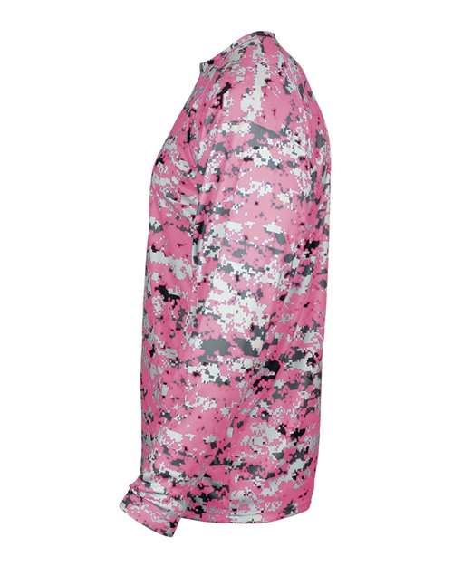 Badger 4184 Men's Digital Camo Long Sleeve T-Shirt - Pink Digital - side