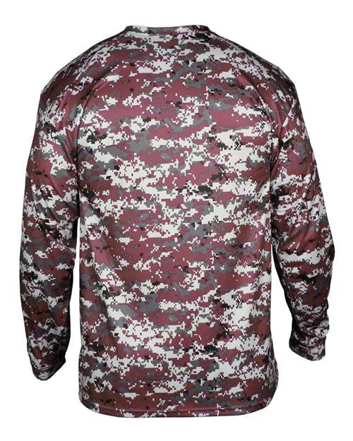Badger 4184 Men's Digital Camo Long Sleeve T-Shirt - Maroon Digital - back