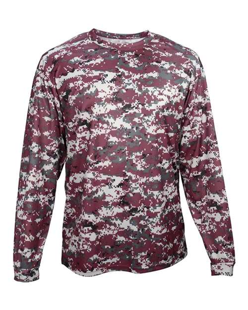 Badger 4184 Men's Digital Camo Long Sleeve T-Shirt - Maroon Digital - front
