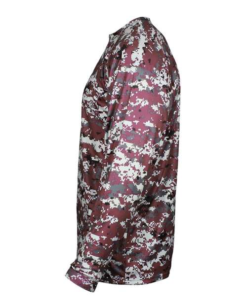 Badger 4184 Men's Digital Camo Long Sleeve T-Shirt - Maroon Digital - side