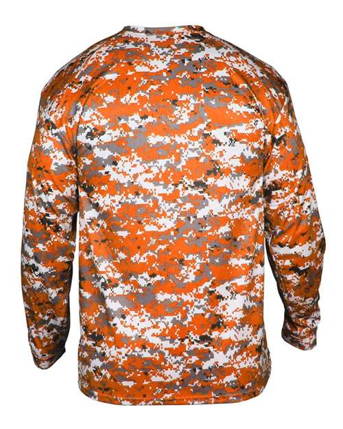 Badger 4184 Men's Digital Camo Long Sleeve T-Shirt - Burnt Orange Digital - back