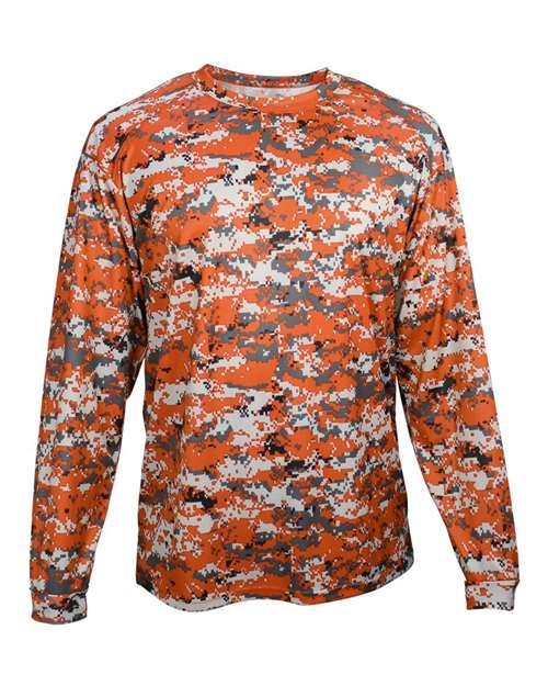 Badger 4184 Men's Digital Camo Long Sleeve T-Shirt - Burnt Orange Digital - front