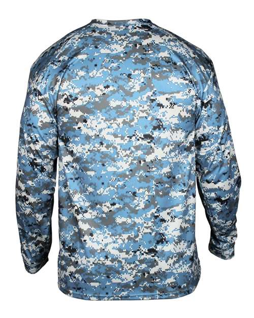 Badger 4184 Men's Digital Camo Long Sleeve T-Shirt - Columbia Blue Digital - back