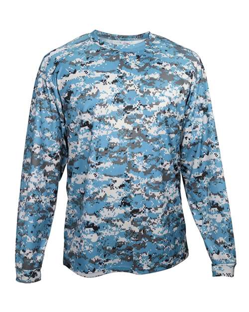 Badger 4184 Men's Digital Camo Long Sleeve T-Shirt - Columbia Blue Digital - front