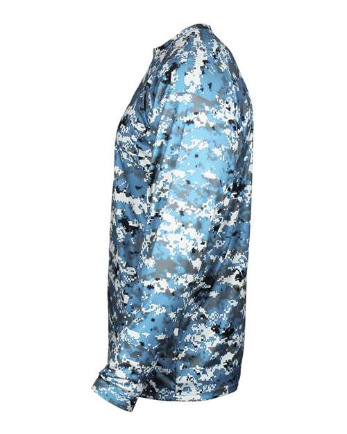 Badger 4184 Men's Digital Camo Long Sleeve T-Shirt - Columbia Blue Digital - side