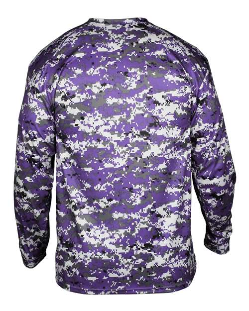 Badger 4184 Men's Digital Camo Long Sleeve T-Shirt - Purple Digital - back