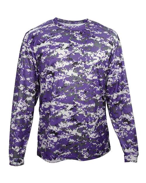 Badger 4184 Men's Digital Camo Long Sleeve T-Shirt - Purple Digital - front
