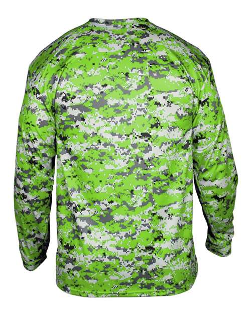 Badger 4184 Men's Digital Camo Long Sleeve T-Shirt - Lime Digital - back