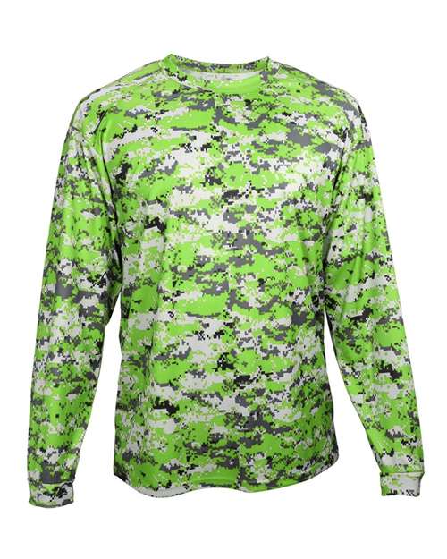 Badger 4184 Men's Digital Camo Long Sleeve T-Shirt - Lime Digital - front