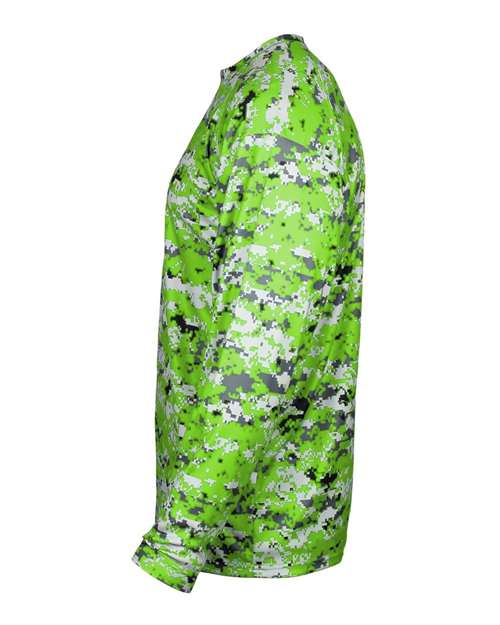 Badger 4184 Men's Digital Camo Long Sleeve T-Shirt - Lime Digital - side