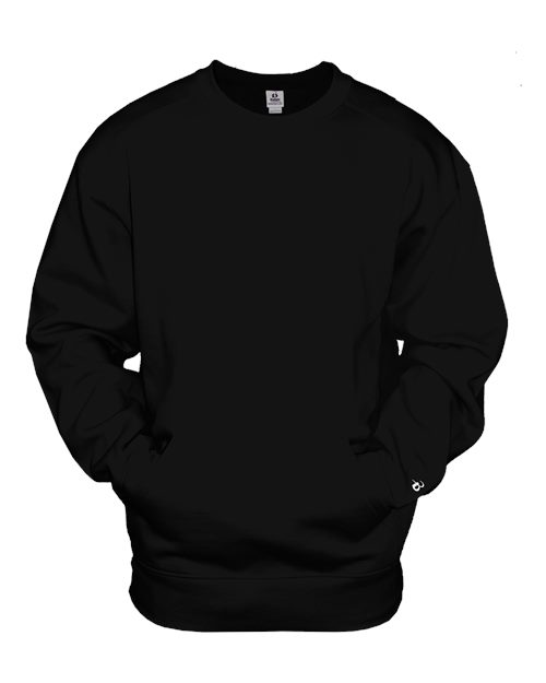 Badger 1252 Unisex Pocket Crewneck Sweatshirt - Black - front