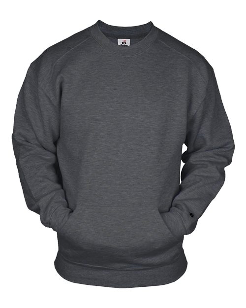 Badger 1252 Unisex Pocket Crewneck Sweatshirt - Charcoal - front