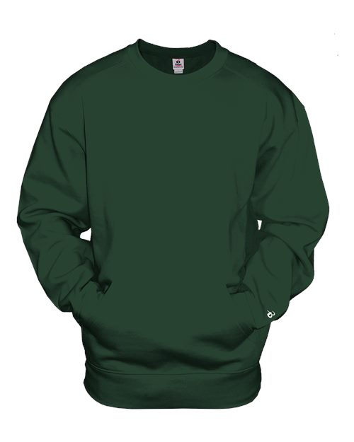 Badger 1252 Unisex Pocket Crewneck Sweatshirt - Forest - front