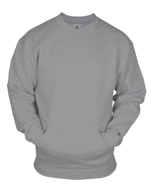 Badger 1252 Unisex Pocket Crewneck Sweatshirt - Oxford - front