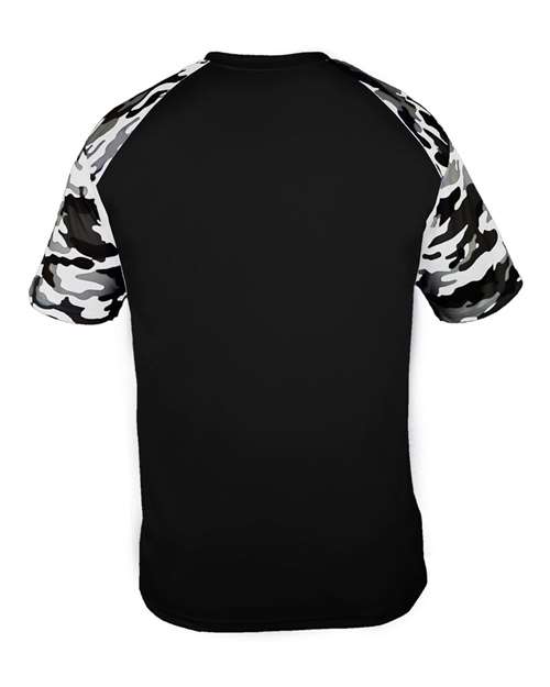 Badger 2141 Youth Camo Sport T-Shirt - Black/ White Camo - back