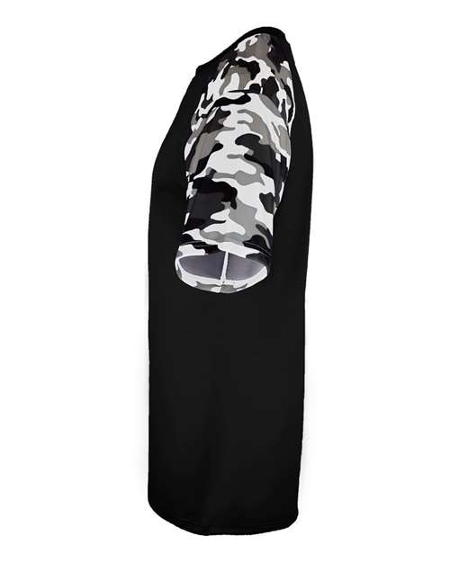 Badger 2141 Youth Camo Sport T-Shirt - Black/ White Camo - side