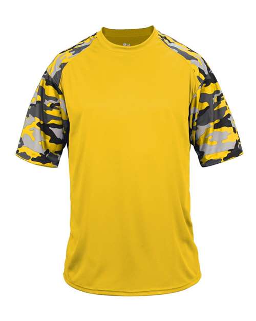 Badger 2141 Youth Camo Sport T-Shirt - Gold/ Gold Camo - front