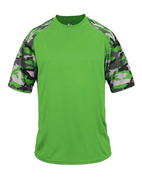 Badger 2141 Youth Camo Sport T-Shirt - Lime/ Lime Camo - front