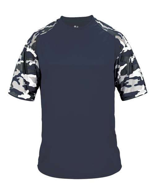 Badger 2141 Youth Camo Sport T-Shirt - Navy/ Navy Camo - front