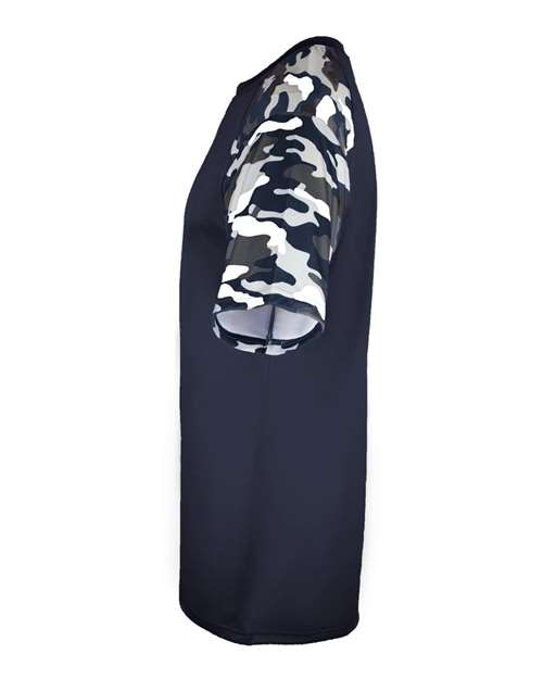 Badger 2141 Youth Camo Sport T-Shirt - Navy/ Navy Camo - side
