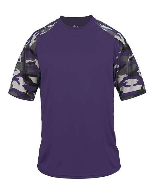 Badger 2141 Youth Camo Sport T-Shirt - Purple/ Purple Camo - front