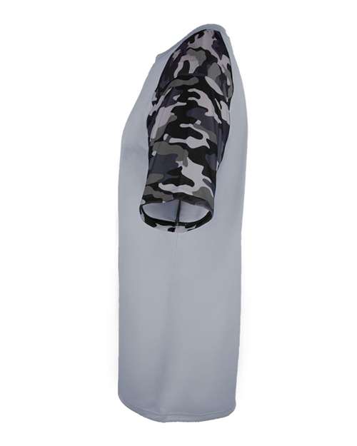 Badger 2141 Youth Camo Sport T-Shirt - Silver/ Black Camo - side