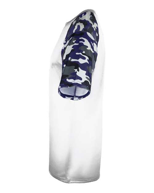 Badger 2141 Youth Camo Sport T-Shirt - White/ Navy Camo - side