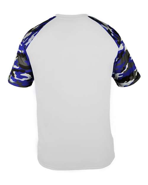 Badger 2141 Youth Camo Sport T-Shirt - White/ Royal Camo - back