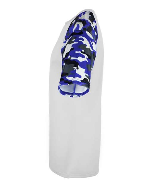 Badger 2141 Youth Camo Sport T-Shirt - White/ Royal Camo - side