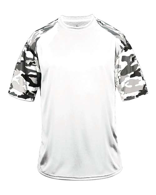 Badger 2141 Youth Camo Sport T-Shirt - White/ White Camo - front