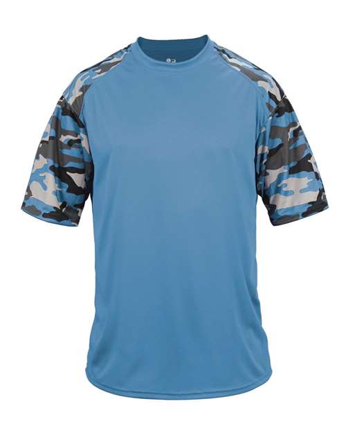 Badger 2141 Youth Camo Sport T-Shirt - Columbia Blue/ Columbia Blue Camo - front