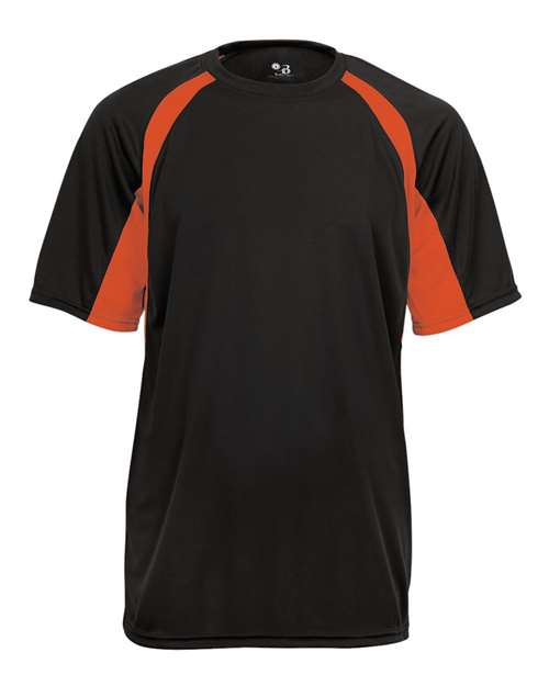Badger 2144 Youth B-Core Hook T-Shirt - Black/ Burnt Orange - front