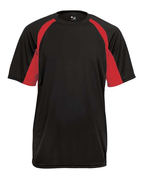 Badger 2144 Youth B-Core Hook T-Shirt - Black/ Red - front