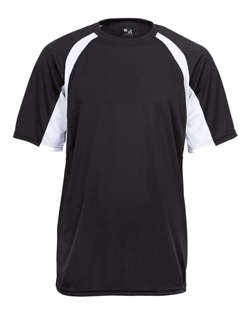Badger 2144 Youth B-Core Hook T-Shirt - Black/ White - front