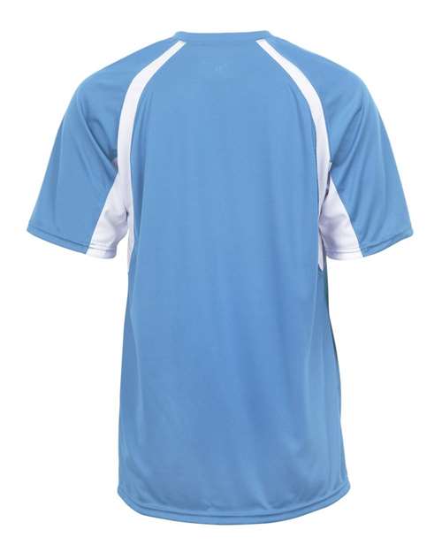 Badger 2144 Youth B-Core Hook T-Shirt - Columbia Blue/ White - back