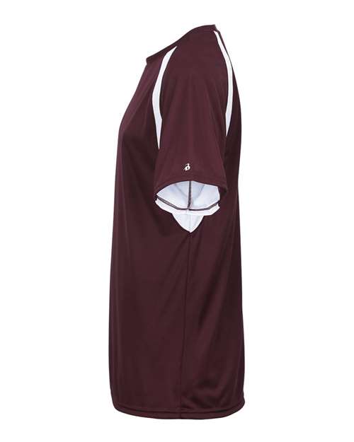 Badger 2144 Youth B-Core Hook T-Shirt - Maroon/ White - side