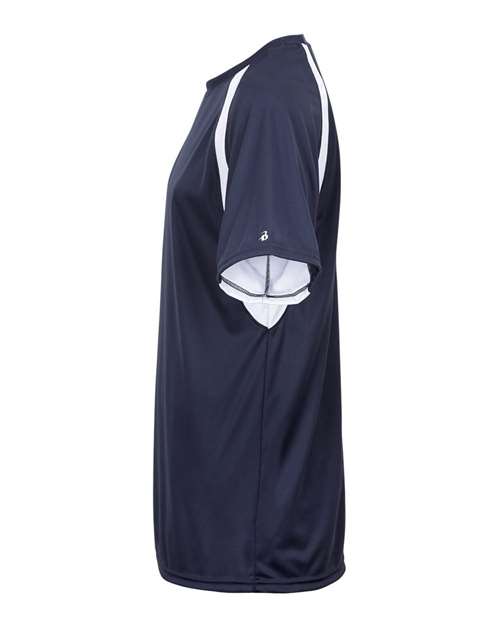 Badger 2144 Youth B-Core Hook T-Shirt - Navy/ White - side