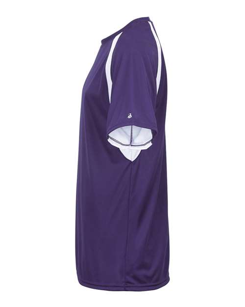 Badger 2144 Youth B-Core Hook T-Shirt - Purple/ White - side