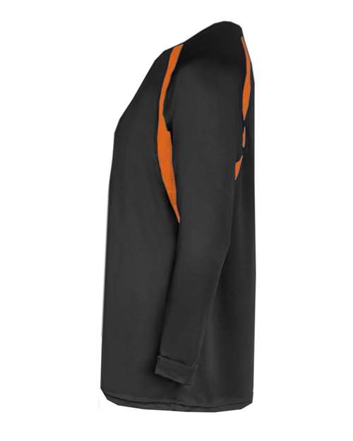 Badger 2154 Youth B-Core Hook Long Sleeve T-Shirt - Black/ Burnt Orange - side