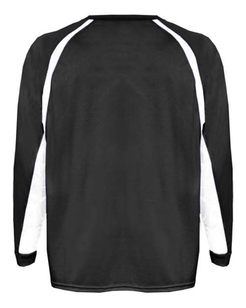 Badger 2154 Youth B-Core Hook Long Sleeve T-Shirt - Black/ White - back