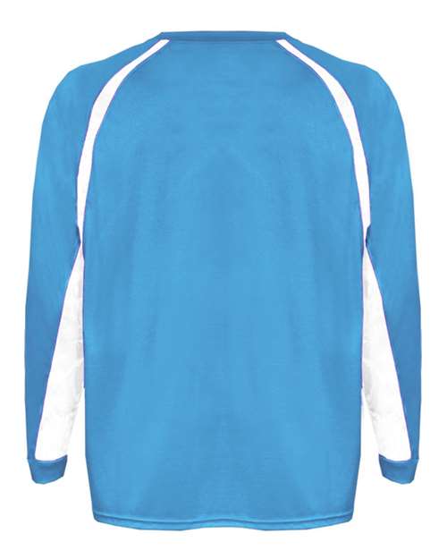 Badger 2154 Youth B-Core Hook Long Sleeve T-Shirt - Columbia Blue/ White - back