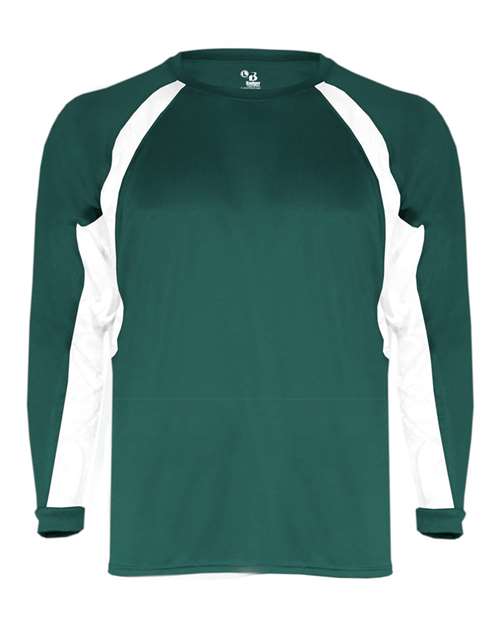 Badger 2154 Youth B-Core Hook Long Sleeve T-Shirt - Forest/ White - front